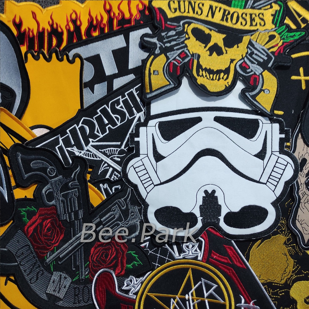 PATCH BORDIR JAHIT/BACK PATCH BORDIR PUNGGUNG BESAR EMBLEM MUSIK AKSESORIS JAKET