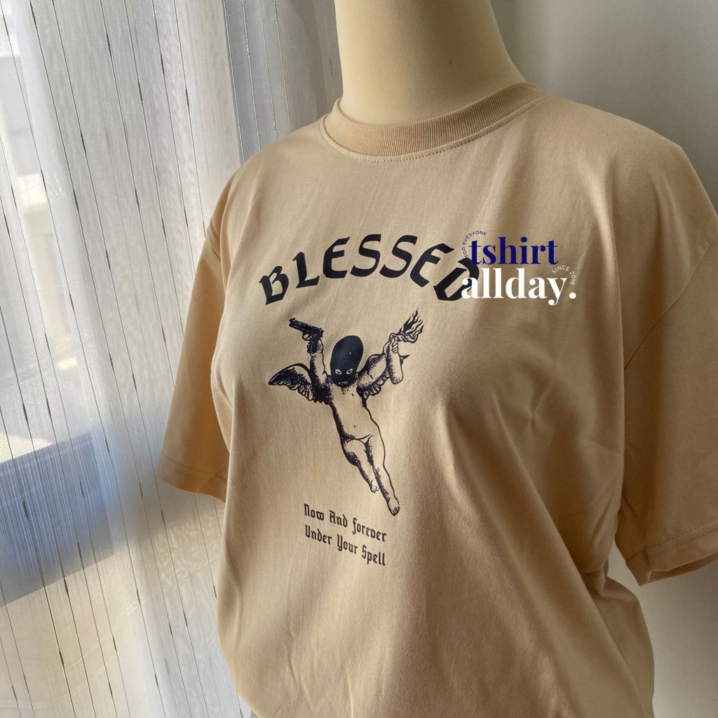 Tshirtallday Kaos Premium Pria &amp; Wanita 100% Cotton Combed bisa Oversize BLESSED