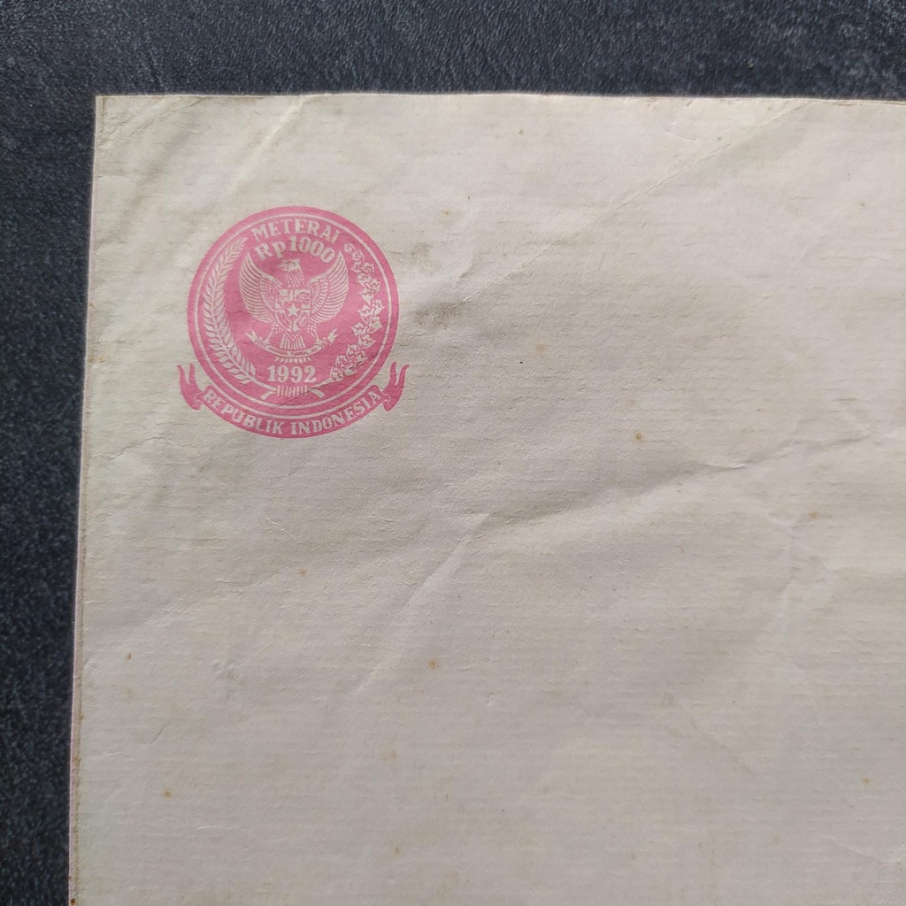 

Kertas Segel Rp 1000 Tahun 1992 Double