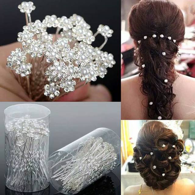 Mini Hairpin - Aksesoris Rambut Modern - Tusuk Konde Motif Permata Silver