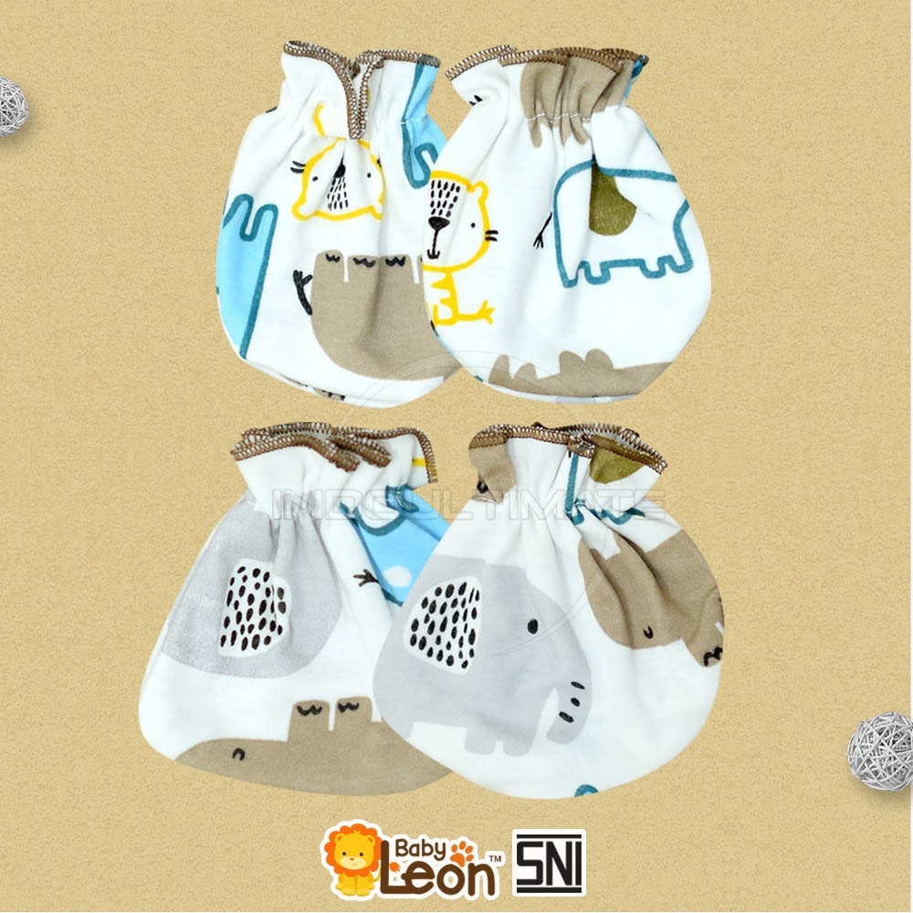 2in1 Sarung Tangan + Sarung Kaki Bayi Newborn BABY LEON DS-121 Sarung Tangan Dan Kaos Kaki Baby New Born Pelindung Tangan dan Kaki Bayi Baru Lahir