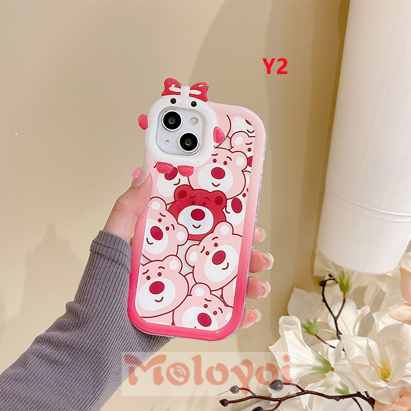 Soft Case TPU Motif Kartun Beruang Lotso 3D Untuk IPhone 7Plus XR 11 13 12 14 Pro MAX 6 6S 7 8 14 Plus X XS MAX SE 2020