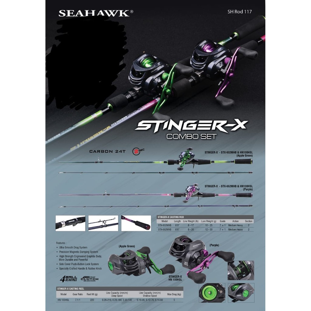 Combo Set Bait Casting Seahawk Stinger-X