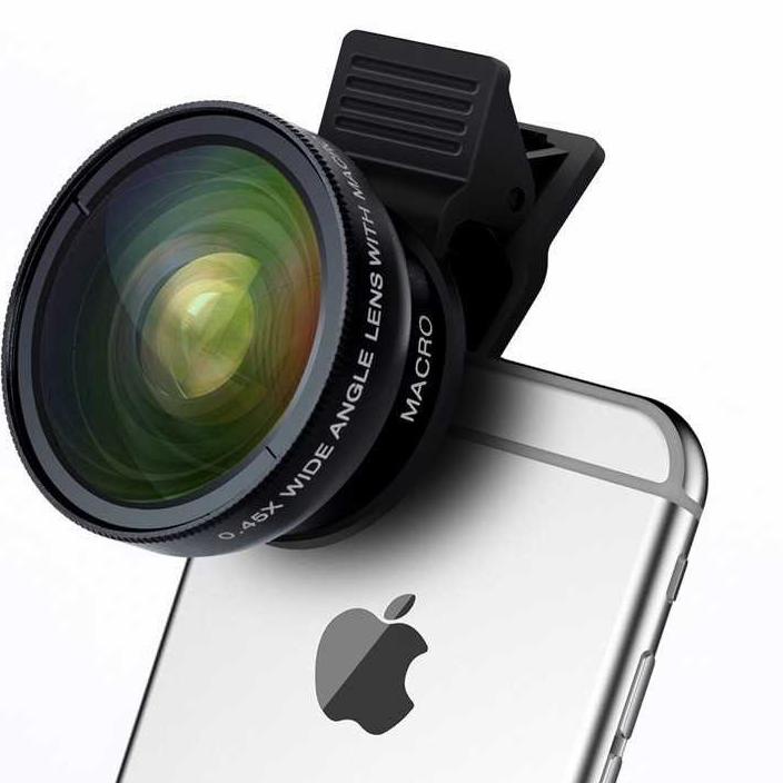 hku Lensa HP Fotografi Super Lebar Wide Angle Lens 0.45x + Macro 12.5x Untuk Smartphone Titangadget ,