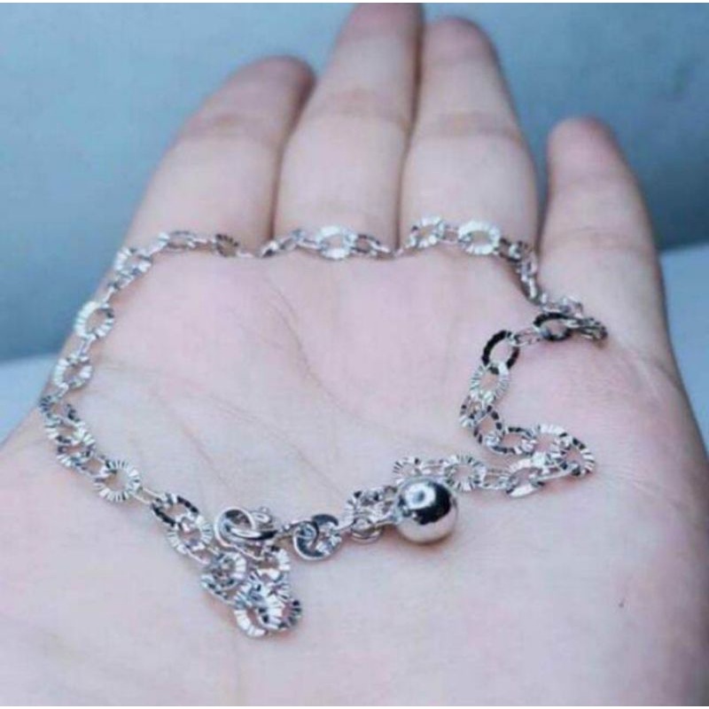 gelang tangan rantai titanium silver anti karat Perhiasan wanita