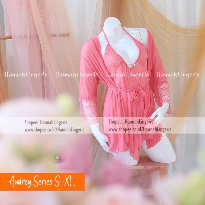 M-XL Lingerie Set Original Sexy Lingerie Wanita Baju Tidur Transparan Malam Pertama Lingering Audrey