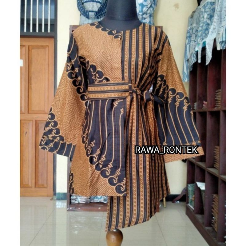 M-L-XL-XXL-JUMBO Batik wanita ASJ SA HRB026 Kenongo Kemeja Tosca Pendek-New B seno genji