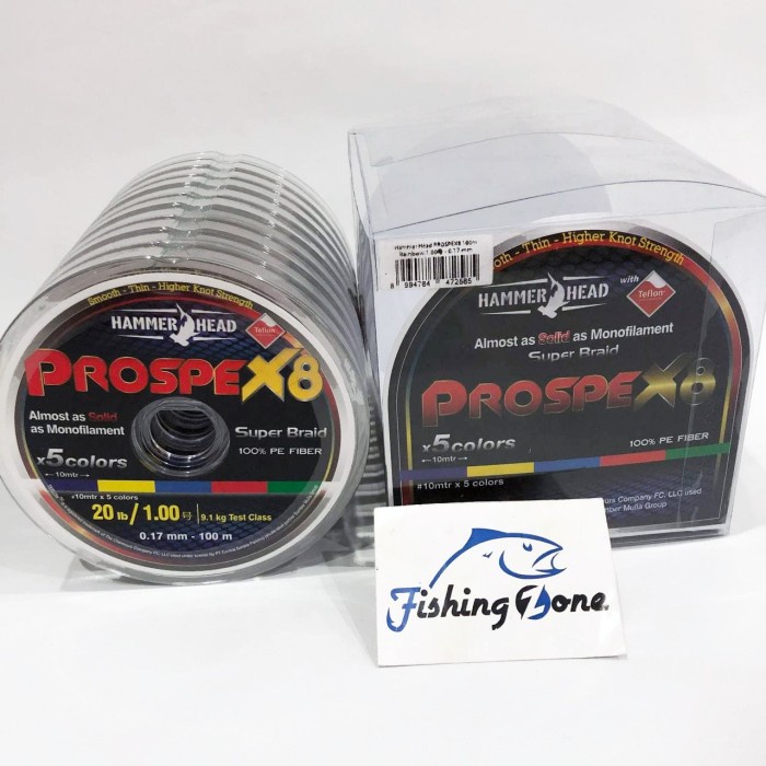 Hammer Head PROSPEX Senar Teflon PE X8  Multi  100M - PROSPEX8 Line - PE 1  20 LB