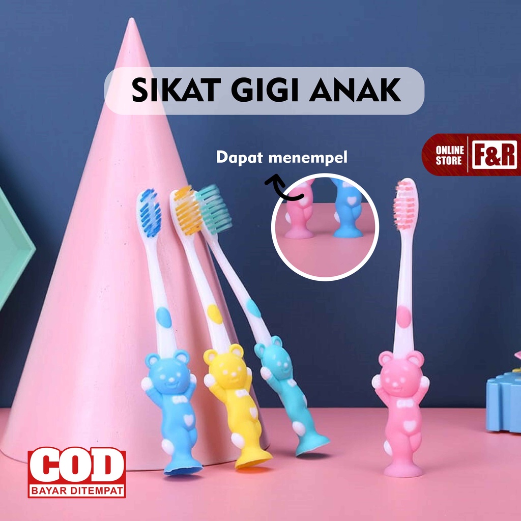 Sikat Gigi Anak Motif Beruang 1 Set Isi 4 Pcs Gosok Gigi Anak Perawatan Gigi Kesehatan Gigi Dengan 4 Warna Anak Laki-laki dan Perempuan