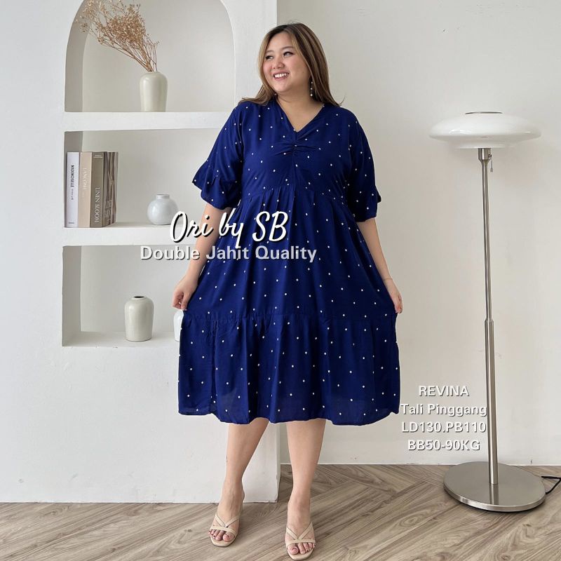 DRESS JUMBO_BAJU JUMBO REVINA BIG SIZE XXXL LD130cm Baju superjumbo BB90KG