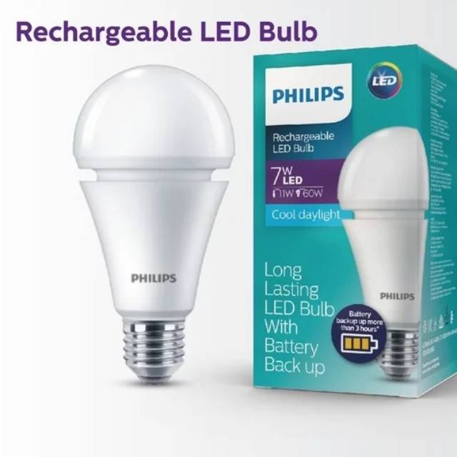 Philips Lampu LED Bulb Emergency 7 Watt Putih recharge lampu darurat aliran