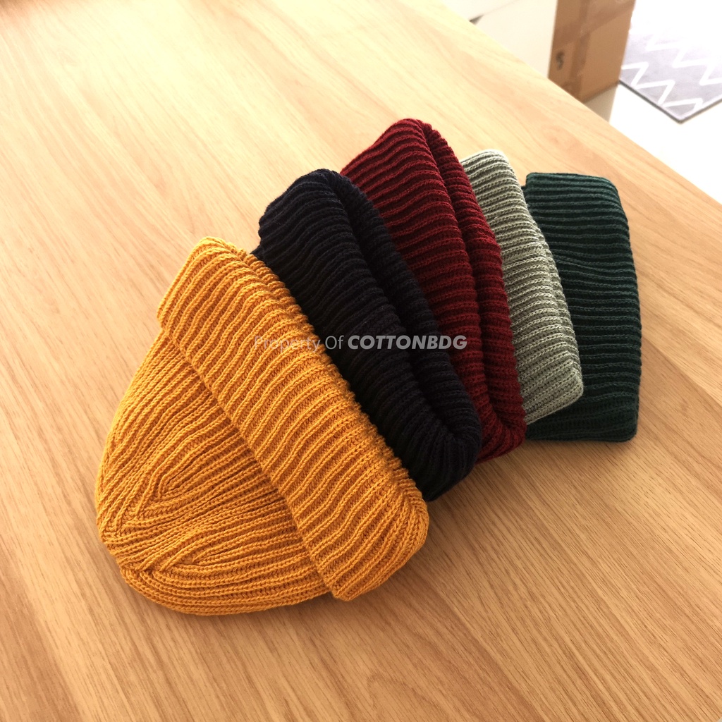 BEANIE HAT POLOS TEBAL KUPLUK PRIA WANITA WARNA HITAM ABU NAVY MAROON HIJAU UKURAN ALL SIZE BAHAN WOOL ACRYLIC ORGINAL