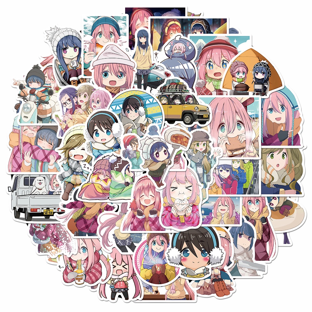 50pcs anime yuru camp stickers children's hand account stickers laptop water cup waterproof stickers