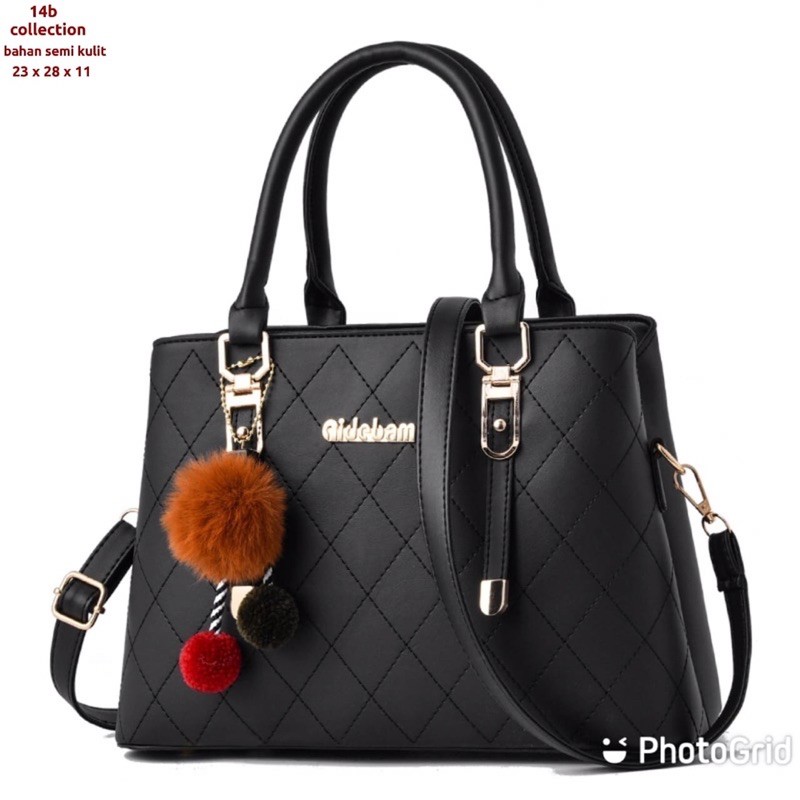 slingbags wanita GHIA bags tas kulit batam plus pompom tas selempang polos simple elegant top handle