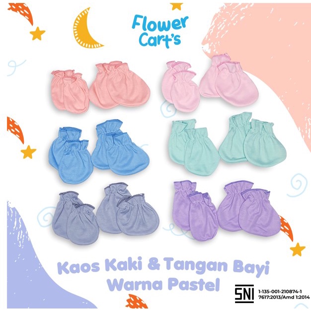 MOMS_ 1SET Sarung Tangan Kaki Bayi FLOWER new born POLOS/ MOTIF