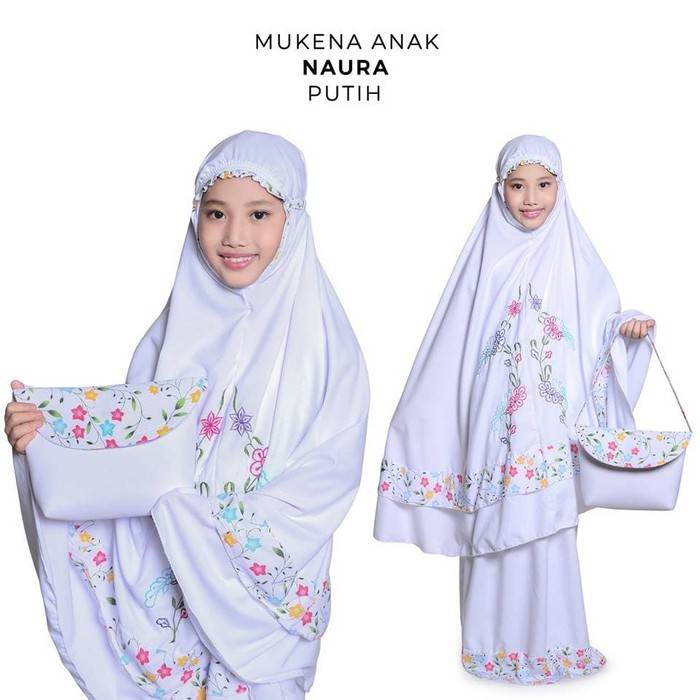 MUKENA ANAK NAURA PUTIH SIZE XXL : (umur 11-13)