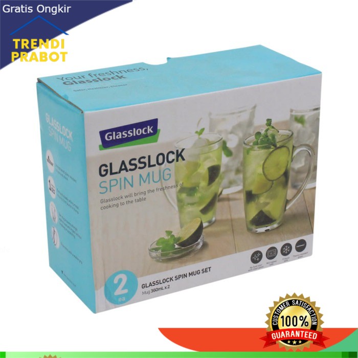 GELAS KOPI GELAS KACA PITC TEH INFORMA - GELAS SET - GLASSLOCK SPIN MUG 360ML SET OF 2