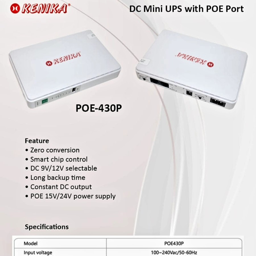 Kenika Mini DC UPS POE 430 P