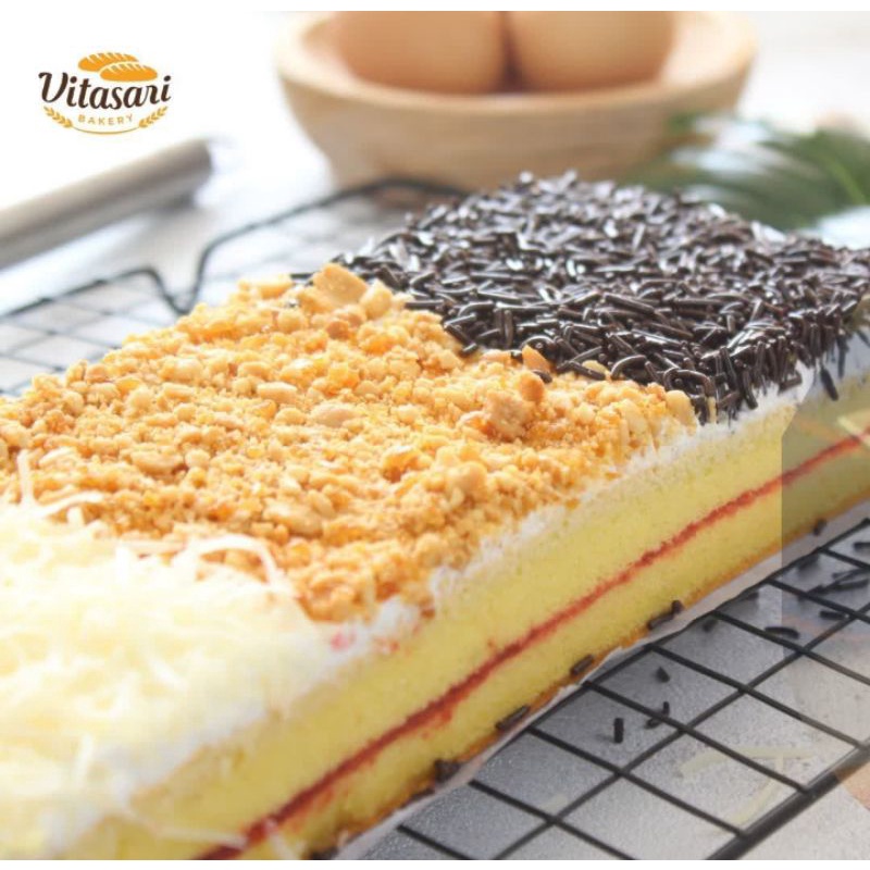 

Cheese cake 3 toping - bolu keju mocca - kue bolu mocca kacang