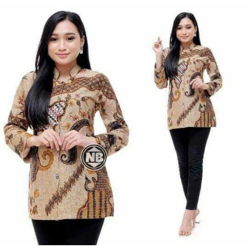 tey-17 Batik wanita ASJ SA HRB026 Kenongo Kemeja Tosca Pendek-3