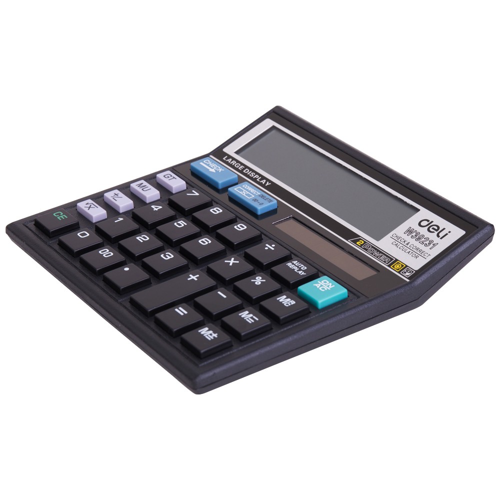 HAPPY TIME DELI KALKULATOR MEJA 12 DIGIT DESKTOP CALCULATOR MODEL KLASIK WARNA HITAM GARANSI 3 TAHUN ALAT TULIS KANTOR SEKOLAH KULIAH W39231B