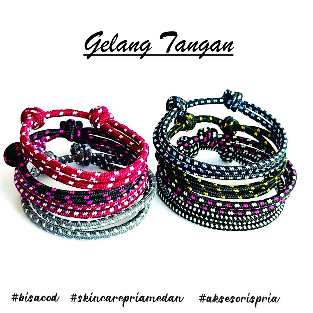 Gelang Hitam Pria Tali Prusik Keren Simple