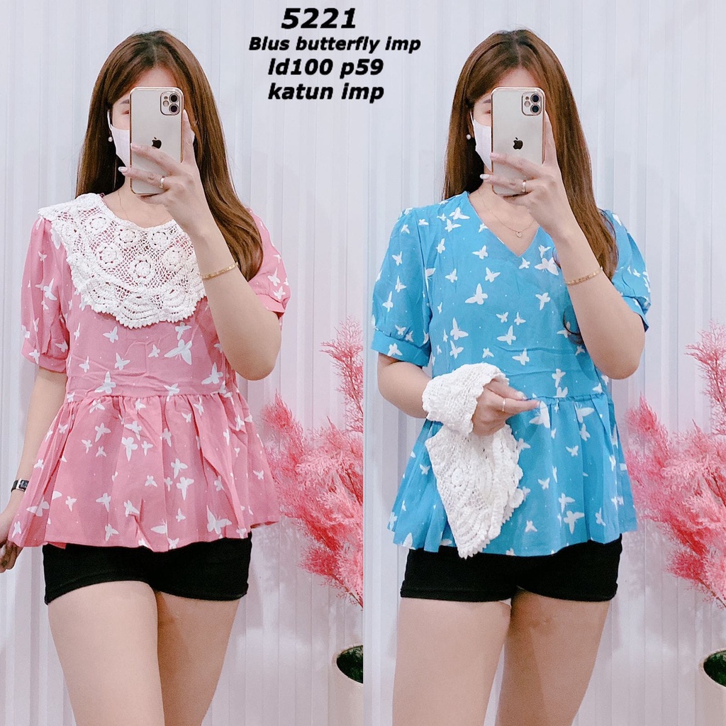 5221 ATASAN BLOUSE BUTTERFLY LD 100CM IMPORT PREMIUM QUALITY