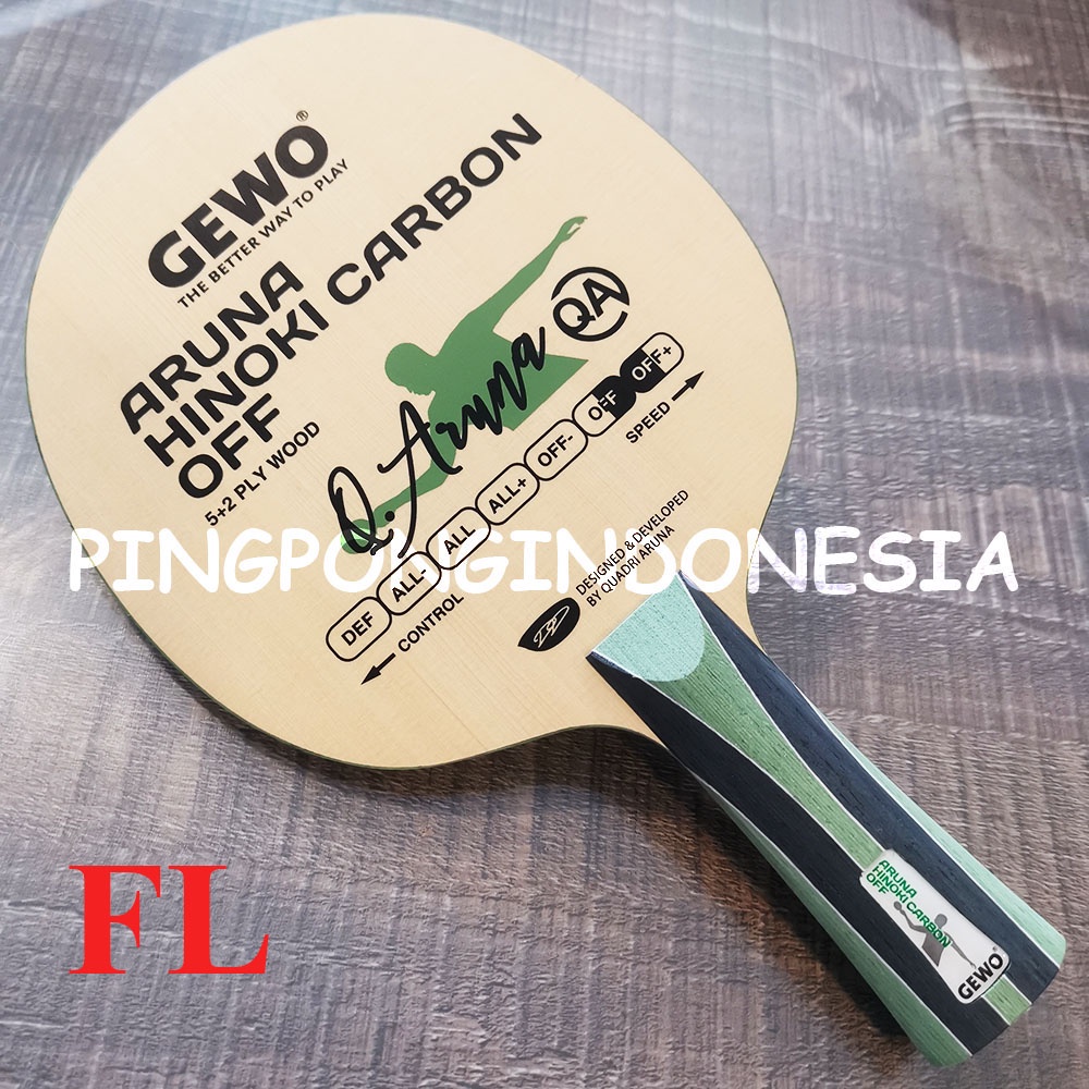GEWO Aruna Hinoki Carbon OFF - Kayu Pingpong Blade Tenis Meja Bet Bat Offensive Offensive+ Carbon