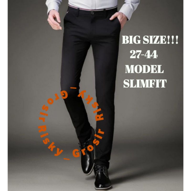 Celana Kantor Formal Kerja Bahan Dasar Pria Slimfit Size 27-44 Bige Size