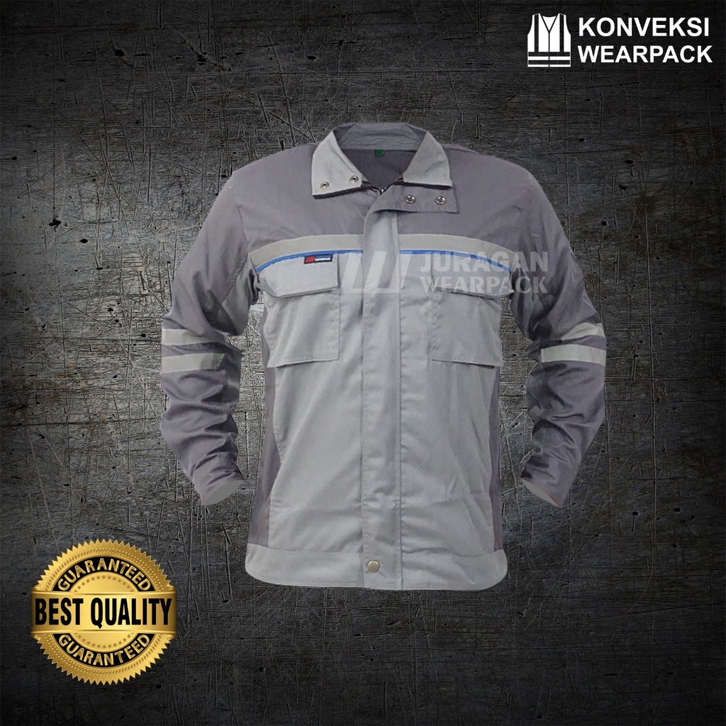 Wearpack Safety Semi Jaket Warna Abu Muda Kombinasi Abu Tua