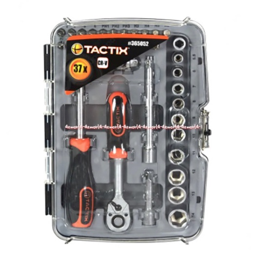 Tactix 37x Crv Screwdriver Set Obeng Baut Perkakas Set 37pcs Mengencangkan Baut Mur Kunci Sok Taxtic Tactic Taktik