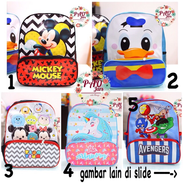 tas anak sekolah TK / tas ransel mickey / tas ransel donald / tas anak PG / tas ransel anak