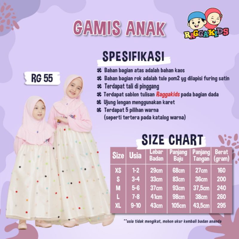 Gratis tas Baju gamis kaos anak raggakids tutu RG55 free tas