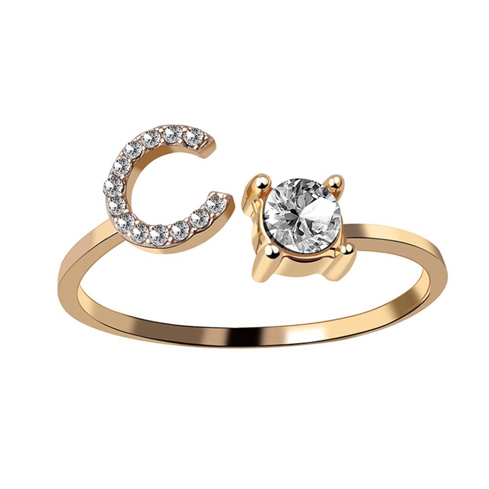 Fourfashion Cincin huruf titanium Cincin huruf A-Z terbaru kekinian  E05