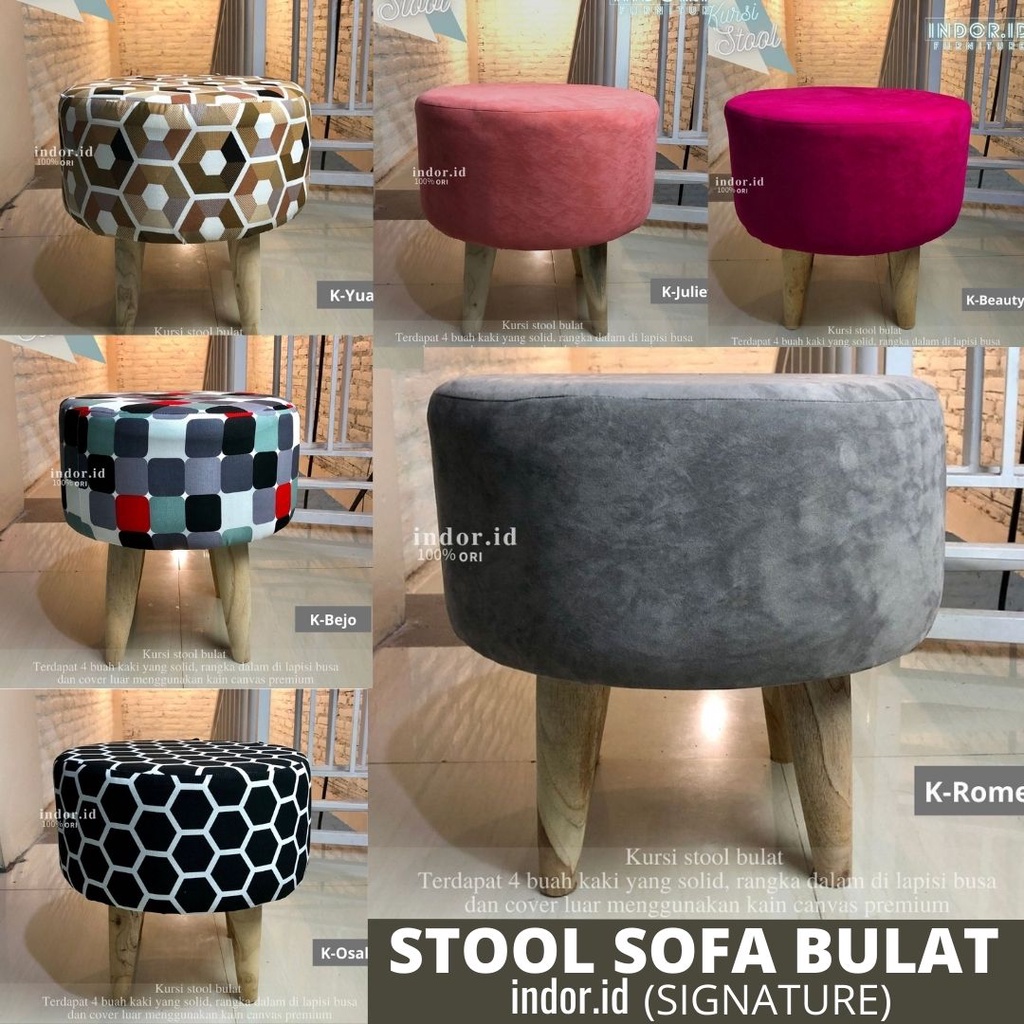 STOOL SOFA BULAT BAHAN PREMIUM MOTIF TERBARU MURAH/ KURSI PUFF KURSI STOOL SOFA MINIMALIS