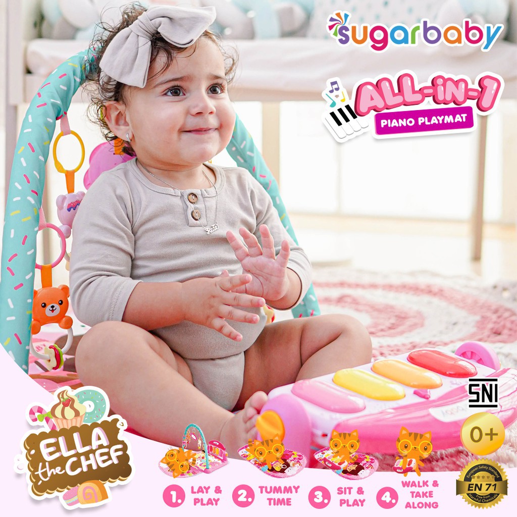 Sugar Baby Piano Playmat Play Mat Playgym Sensory Musical Rattle Toys - Matras Kasur Mainan Karpet Anak Bayi Lagu Musik-3