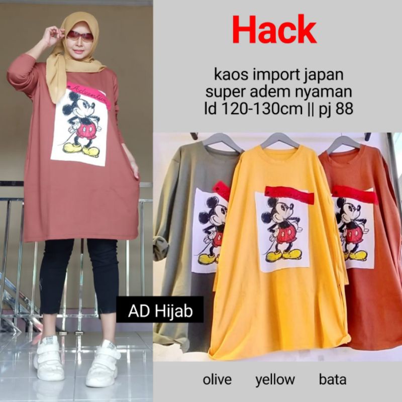 BAJU ATASAN WANITA JUMBO BIG SIZE KAOS LD 120-130  // HACK TUNIK BY AD HIJAB FASHION HQ