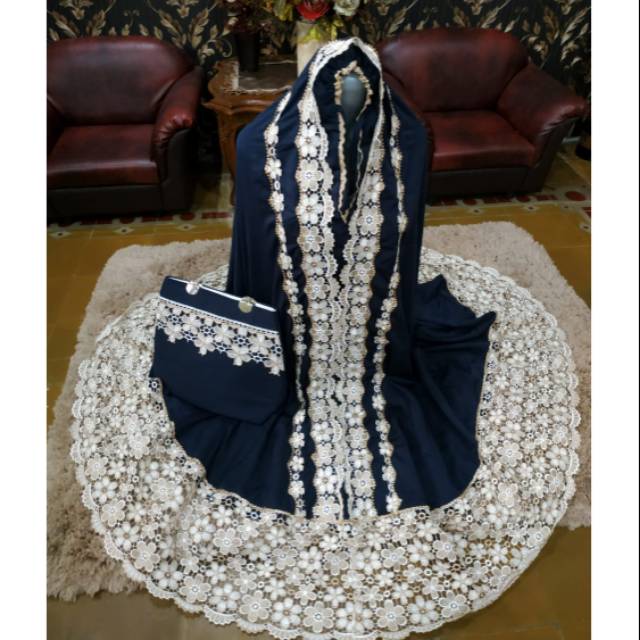 Mukena renda import tas behel