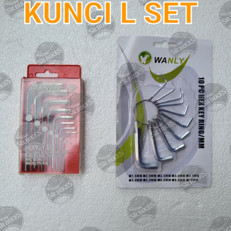 Kunci L Set Hex Key untuk Sepeda / Motor / Mobil. ALLWIN / WANLY