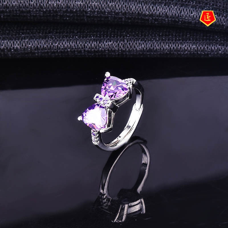 [Ready Stock]High-Grade Amethyst Butterfly Ring Female Fashion Personality