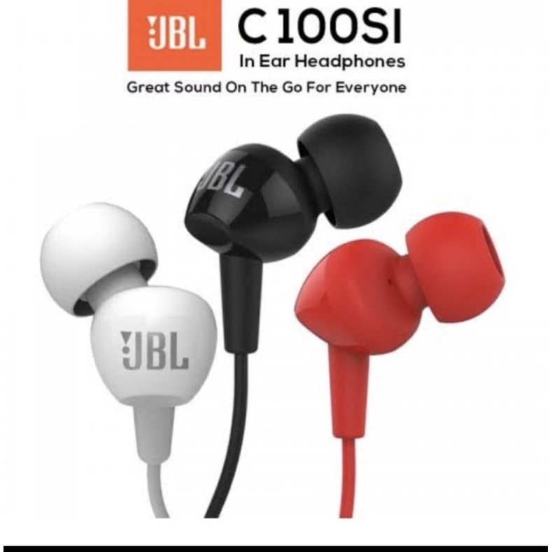 HANDSFREE HEADSET EARPHONE HEADPHONE JBL C100SI 100% ORI + MIC TELEPON SUPERBASS