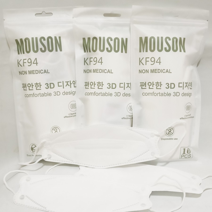 MASKER KF94 Korea 4ply isi 10 Tali Senada Warna Limited New Mouson - PUTIH