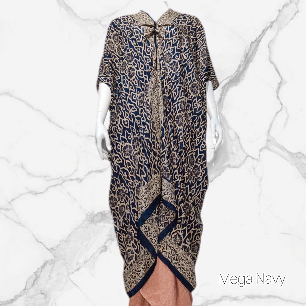 Kaftan Termurah Kaftan Motif Lace Sutra Viscose - Kaftan Lebaran Kondangan Pesta (Navy Mega)