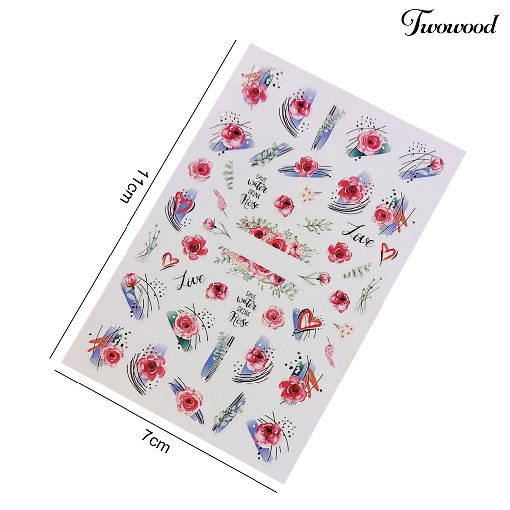 12 Pcs Stiker Kuku Motif Bunga Butterfly 2D Untuk Manicure