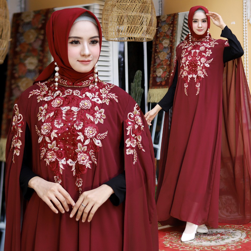 HOPYLOVY Gamis Pesta Maxi Dress Wanita Carine / Gamis Terbaru 2021 Lebaran Wanita Nagita