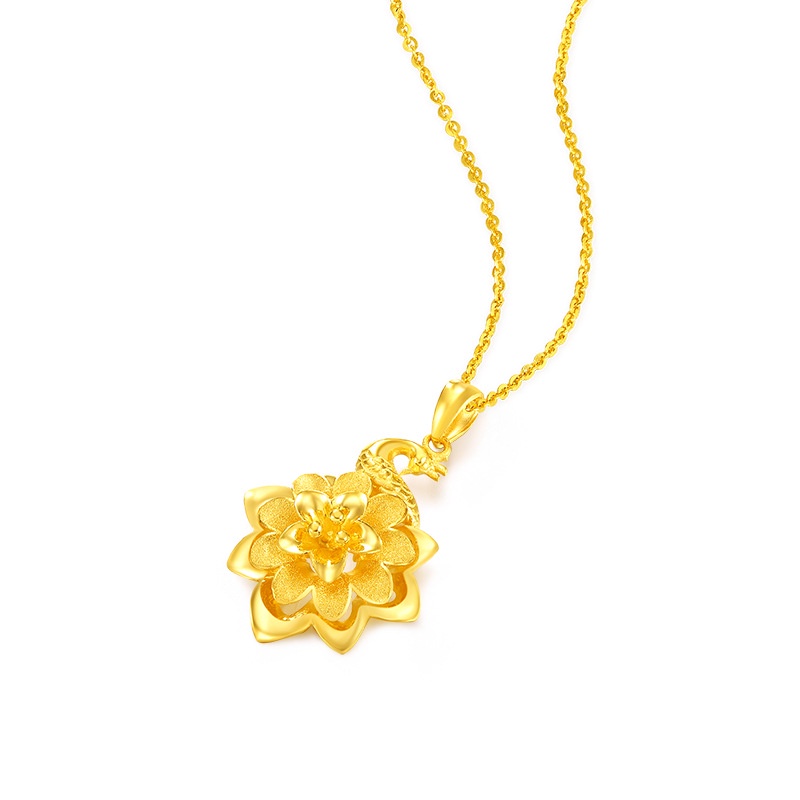 [Ready Stock]Fashion Gold-Plated Peacock Pendant Flower Necklace