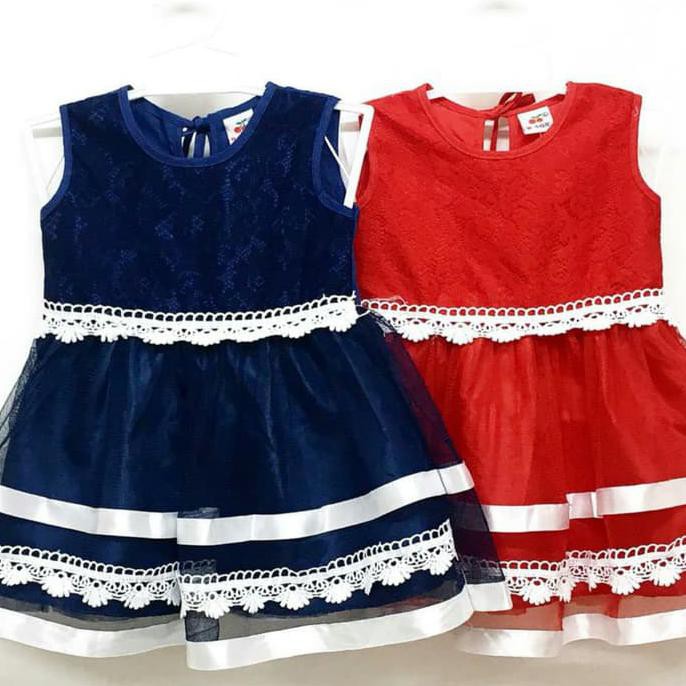 BERKUALITAS Baju Dress Pesta Anak Bayi Perempuan Brokat Lace Renda Pinggang BERKUALITAS