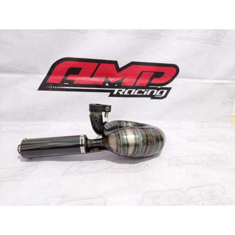 Knalpot Vespa buang kanan C1 plat karat slincer karbon PX / super / Exel 150cc - original AMP RACING