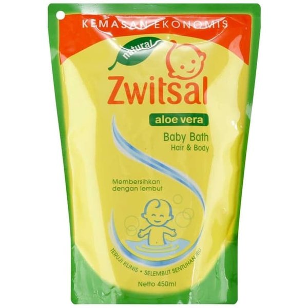 Zwitsal Baby Natural Bath Hair and Body Refill 450ml Pouch