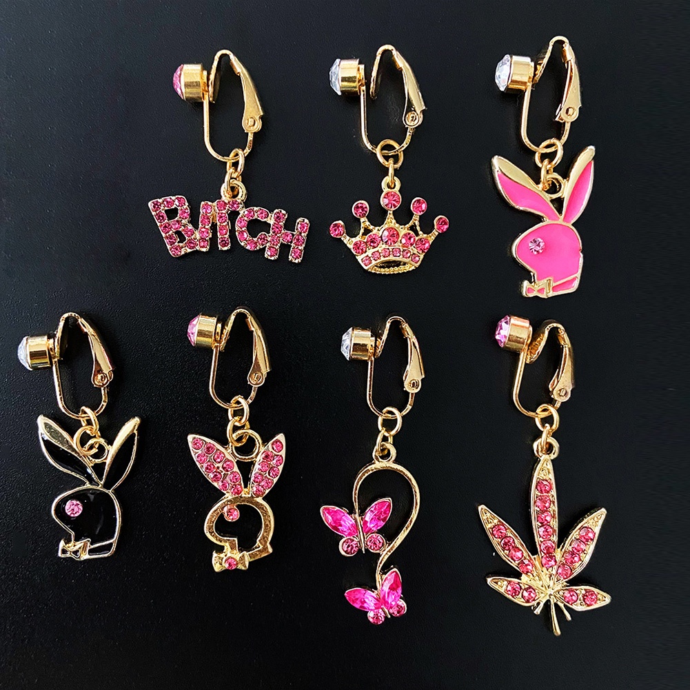 Butterfly Anting Tindik Perut / Pusar Model Kupu-Kupu Hias Zircon Pink Sexy Untuk Wanita